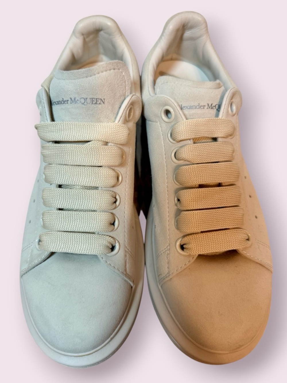 Alexander McQueen Oversized Chunky Sneakers Off White Suede Leather Size 38.5